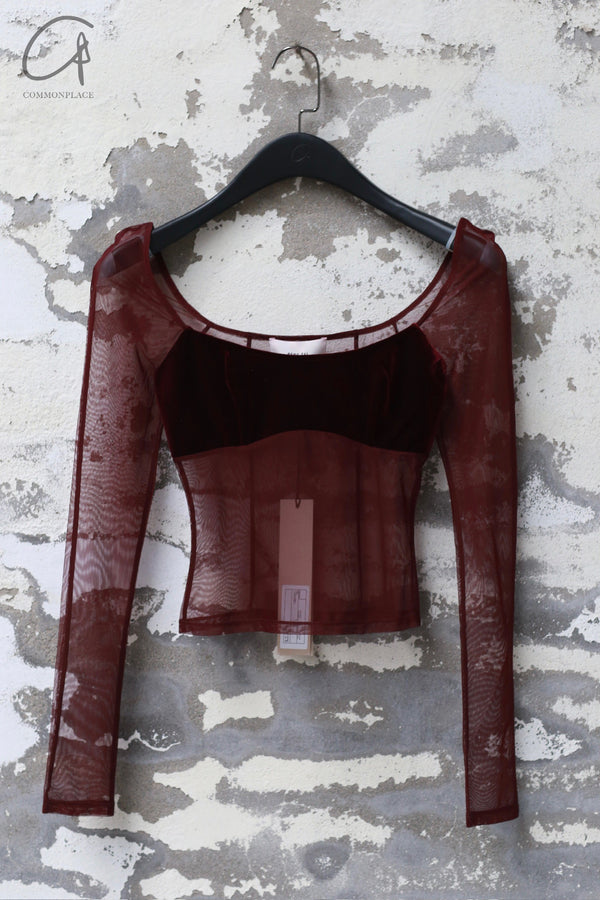 PengTai 24 Autumn and Winter Velvet Mesh Long Sleeve Top PT-PTW24A02-3